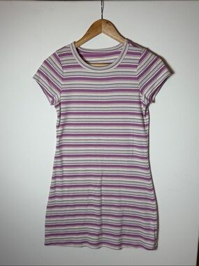 NWT American Eagle Striped T-Shirt Dress Small Pink Purple Short Sleeve